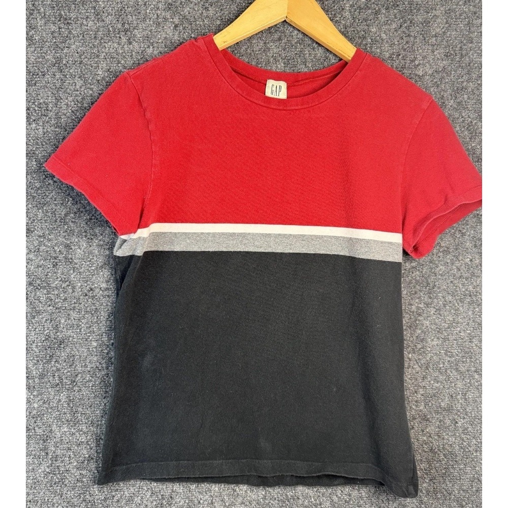 GAP T-Shirt Women's Medium Red Black Colorblock Classic Short Sleeve Crew Neck